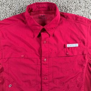 Real Tree Fishing Mens Red utility Shirt Small outdoor hiking casual lightweight